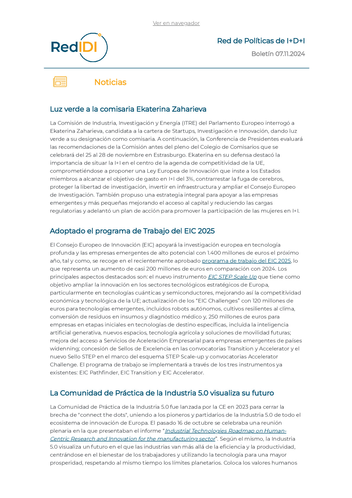 Boletín de actualidad 07.11.2024 de la Red IDI