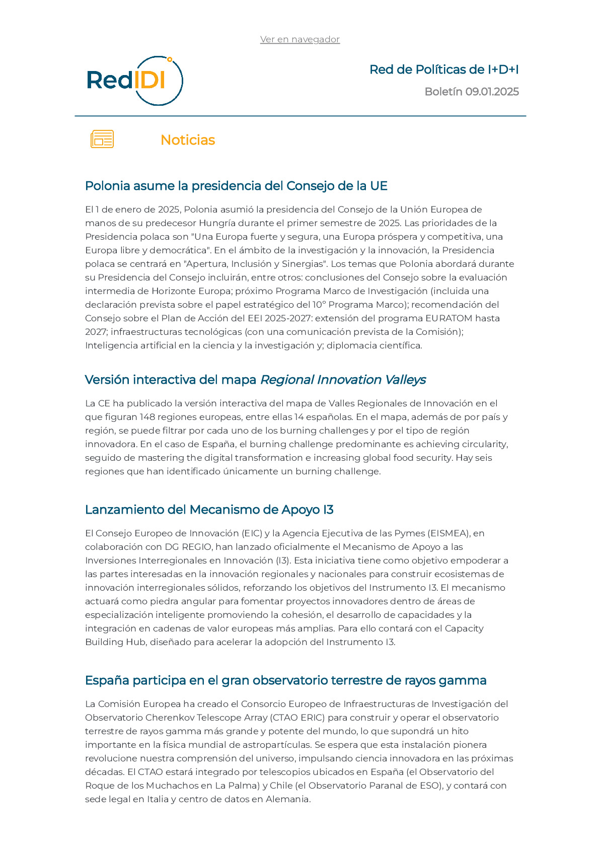 Boletín de actualidad 09.01.2025 de la Red IDI