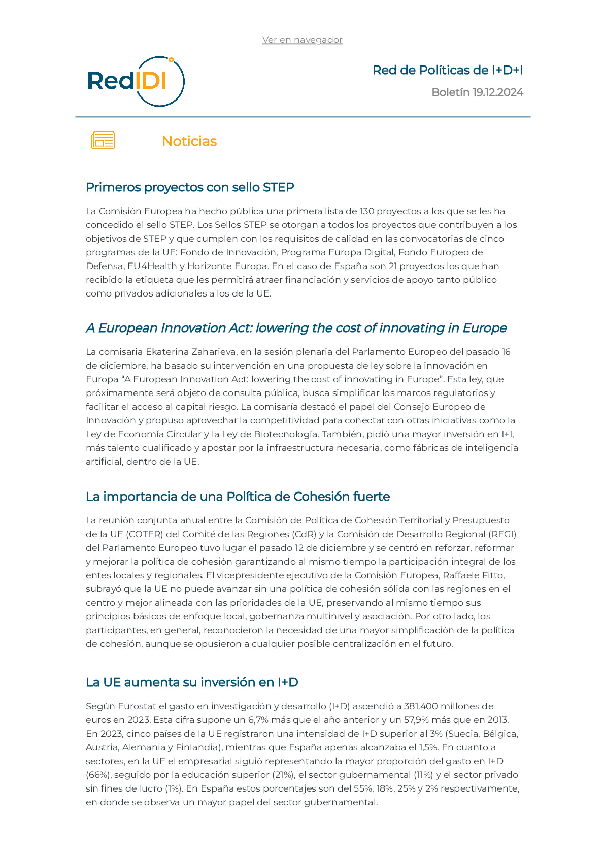 Boletín de actualidad 19.12.2024 de la Red IDI