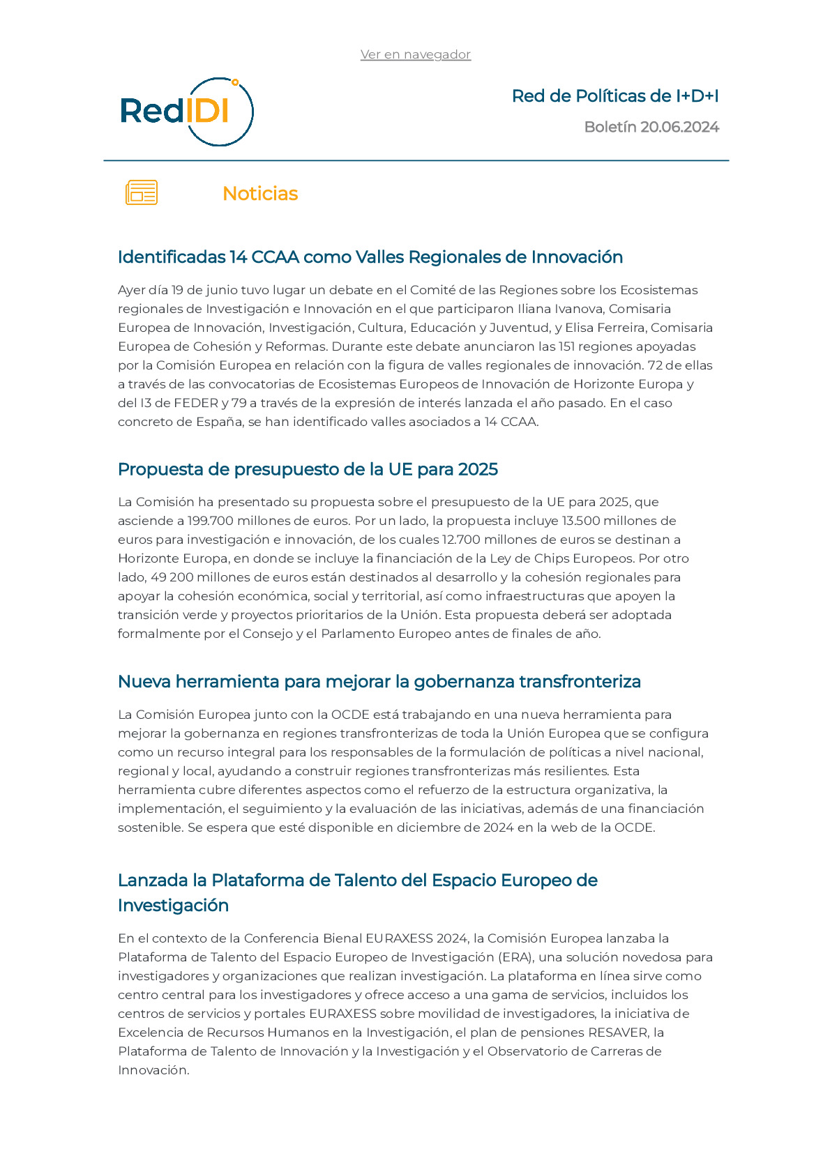 Boletín de actualidad 20.06.2024 de la Red IDI