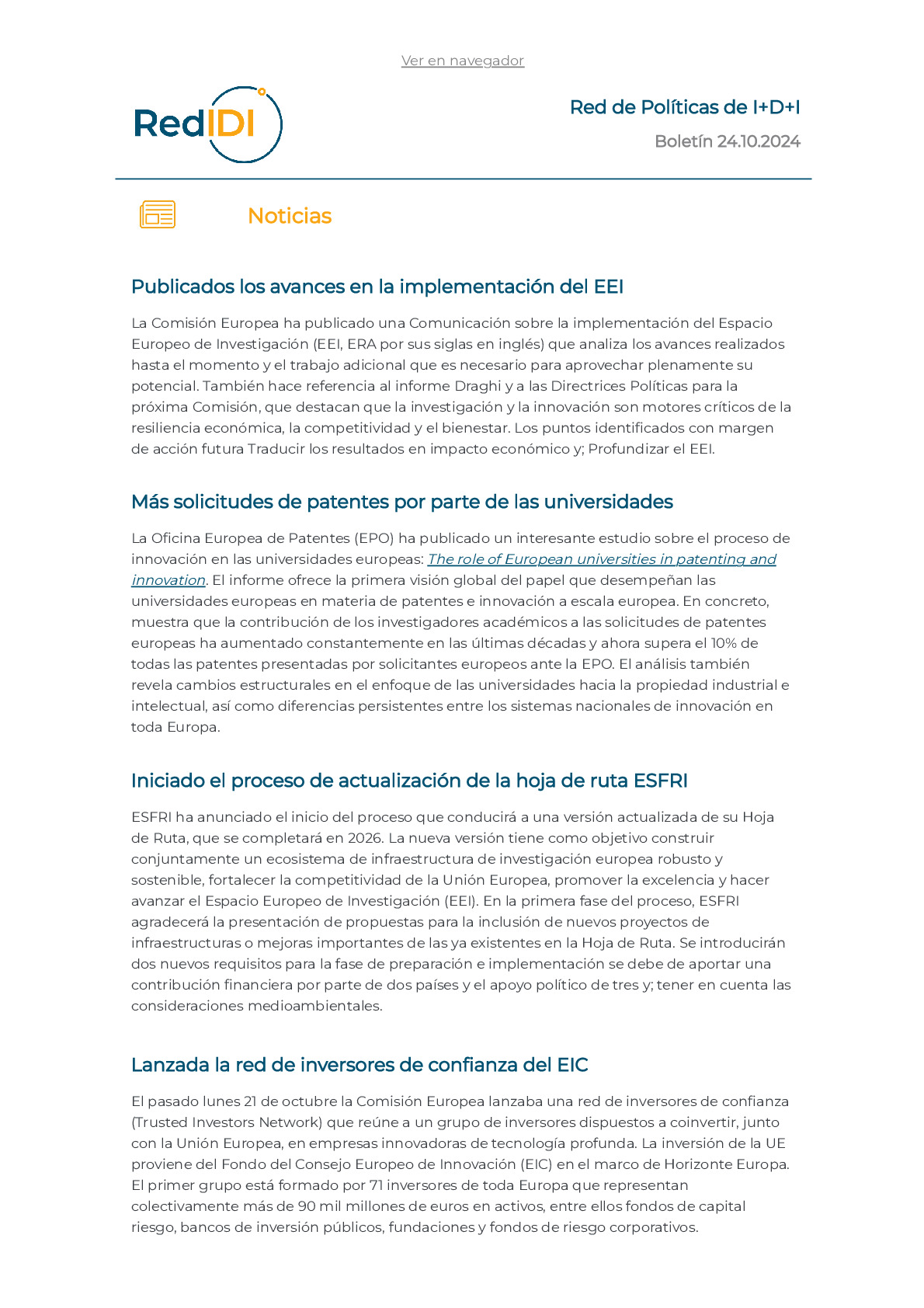 Boletín de actualidad 24.10.2024 de la Red IDI