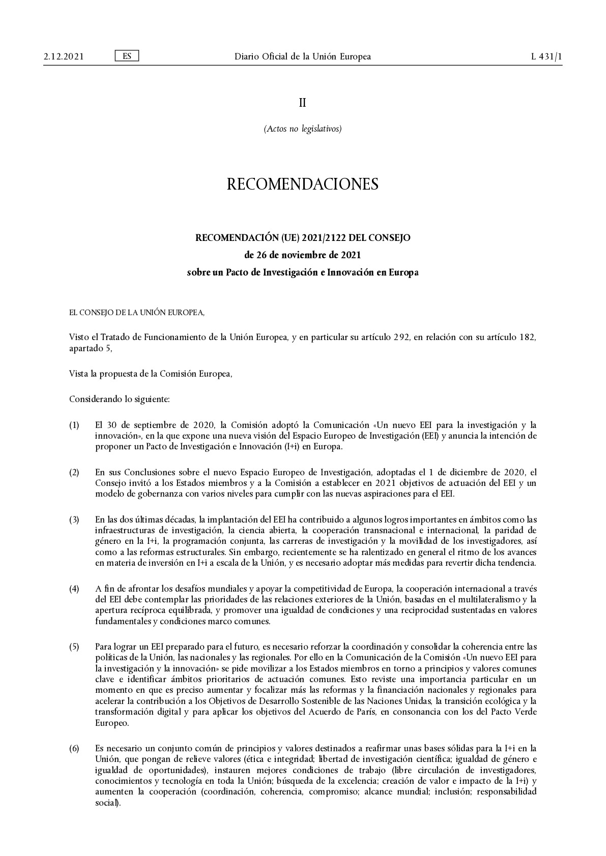 CELEX_32021H2122_ES_TXT_Pacto de Investigación e Innovación en Europa